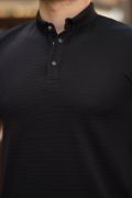 Erkek çizgi Dokulu çıtçıt Yakalı Kısa Kollu T-shirt resmi